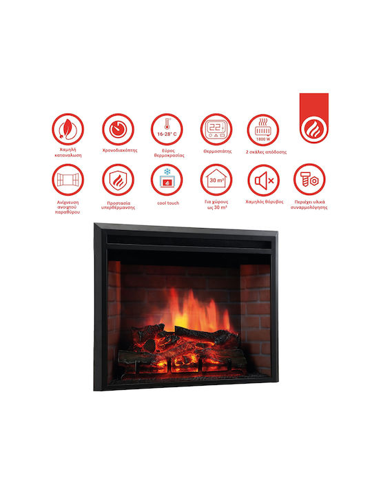 Insert Luca 23 Wall Mounted Electric Fireplace 1800W 58.5x45cm Black