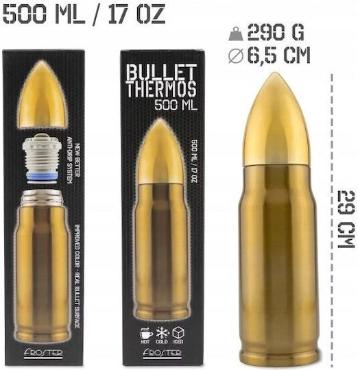 Magnum Μπουκάλι Θερμός Ανοξείδωτο / Πλαστικό 500ml Gold