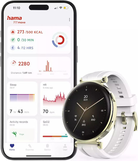 HAMA 7000 43mm Smartwatch mit Pulsmesser (Weiß)