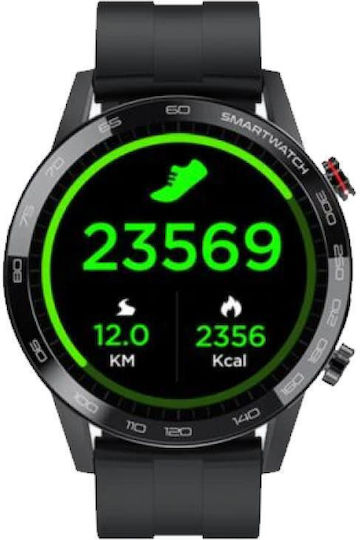 Kingwear L16 46mm Smartwatch with Heart Rate Monitor (Black)