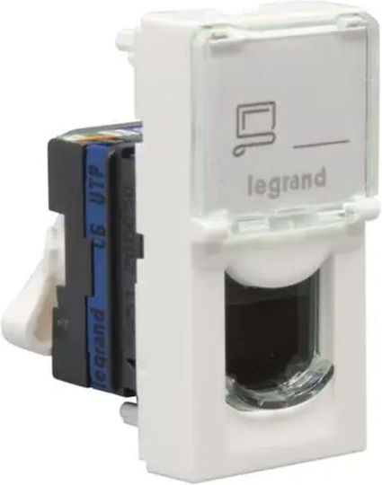 Legrand Mosaic Single Network Socket RJ45 Cat6 White 076561