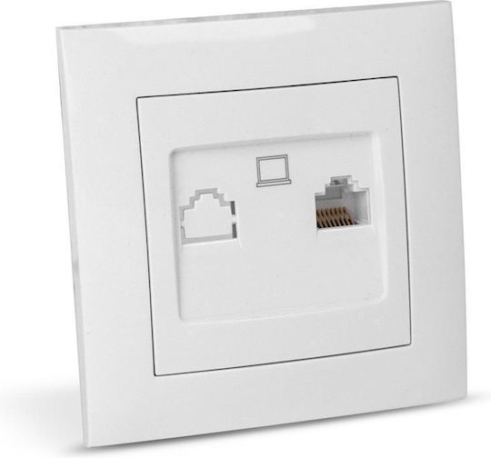 Entac ERWLS-ARN-W Single Network Socket RJ45 with Cat5 Type Frame in White Colour 15.005.0107