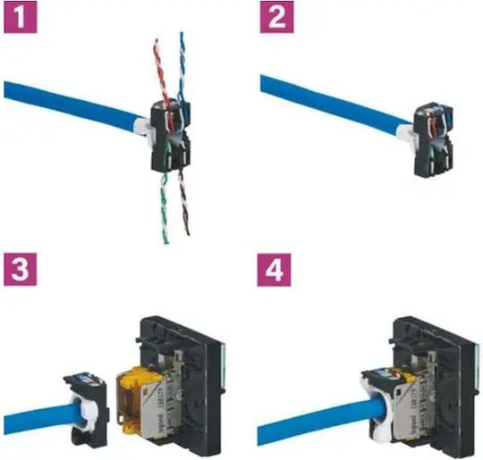 Legrand Mosaic Μονή Πρίζα Δικτύου RJ45 με Πλαίσιο Τύπου Cat6 σε Λευκό Χρώμα 076564