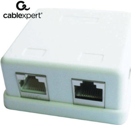 Cablexpert Doppelter Extern Netzwerksteckdose RJ45 Typ Cat5 in Weiß Farbe CAT5e GM-SMB2
