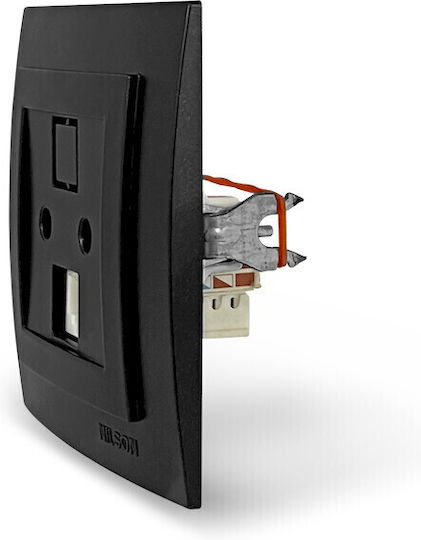 Geyer Single Network Socket RJ45 with Cat6 Type Frame in Black Color 24381045