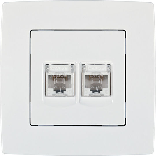 Elmark City Double Network Socket RJ45/RJ11 Cat5 White 190731