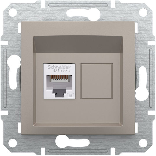Schneider Electric Asfora Μονή Πρίζα Δικτύου RJ45 χωρίς Πλαίσιο Τύπου Cat6 σε Μπρούτζινο Χρώμα EPH4700169