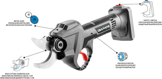 Graphite Pruning Shears Battery 18V Solo with Maximum Cutting Diameter 30mm