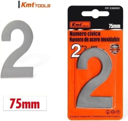 KMT Tools Sign with Number in Silver Color Inox 7.5cm 9368060