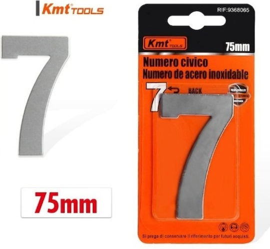 KMT Tools Sign with Number in Silver Color Inox 7.5cm 9368065