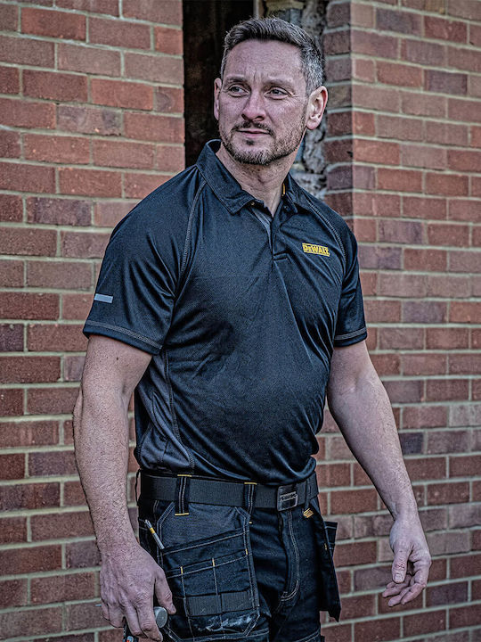 DEWALT Rutland Ανδρική Κοντομάνικη Μπλούζα Εργασίας Polo Μαύρη με Ανακλαστικές Ταινίες