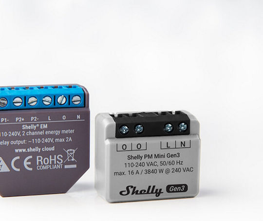 Shelly PM Mini Gen3 Smart Switch 1 Καναλιού Wi-Fi, Bluetooth & RF 16A (με Ουδέτερο)