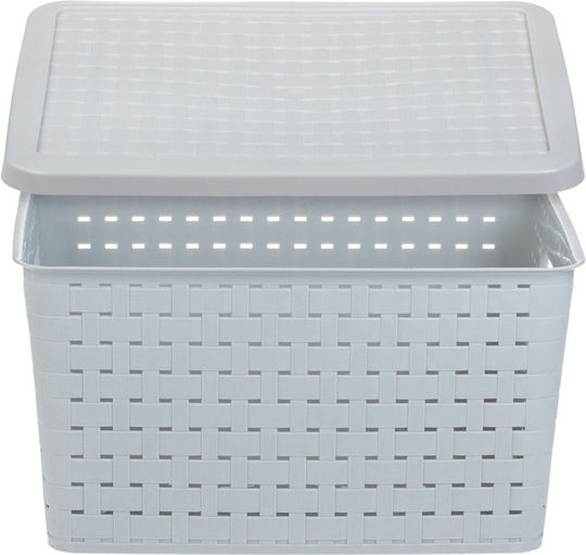 Storage Basket Plastic with Lid Gray 40lt 1pcs