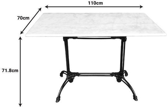 Masa pentru spații exterioare Marmură cu schelet din fontă Zosal White-black Shade 110x70x71.8buc