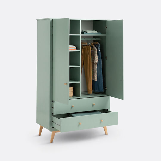 Zwei Türen Schrank mit 2 Schubladen Grün 106x55x181cm