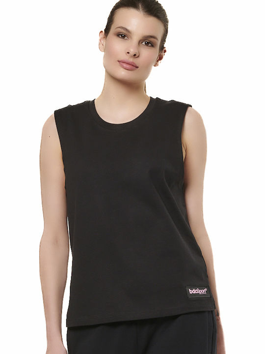 Damen Bluse Baumwolle Ärmellos Schwarz