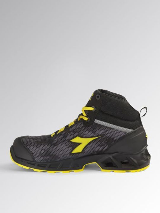Utility Diadora Αδιάβροχο Μποτάκι Ασφαλείας Μαύρο Γκρί Shark Stable Impact Mid S3s Fo Sr Sc Esd En Iso 20345:2022 181157