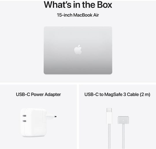 Apple MacBook Air 15.3" IPS Retina Display (M4-10-Core/16GB/256GB SSD/10-Core GPU) with 35W Charger (Dual Port) Silver (Greek Keyboard)