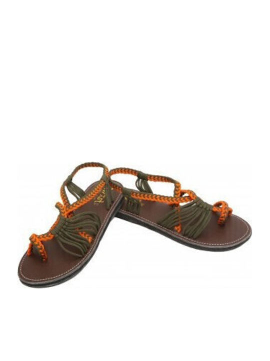 Γυναικεία Σανδάλια KAKI/ORANGE