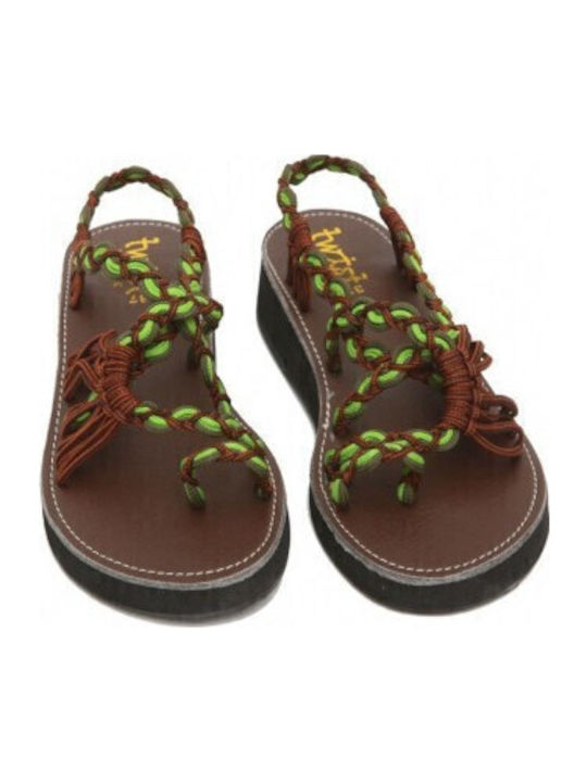 Women's Flat Sandals TAN SPOT/GREEN