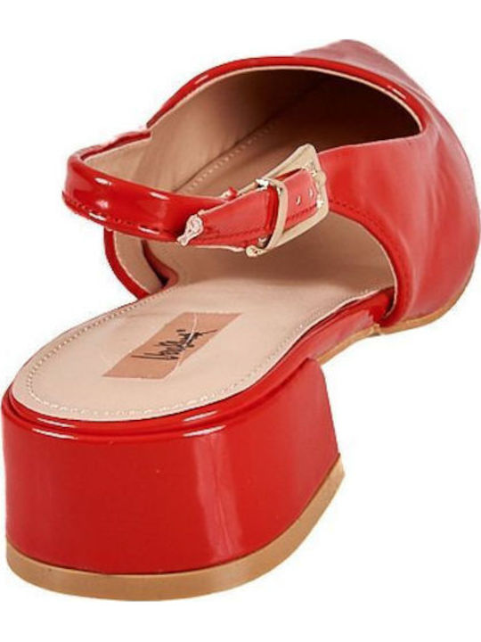 Pumps mit Riemchen & flacher Absatz Rot