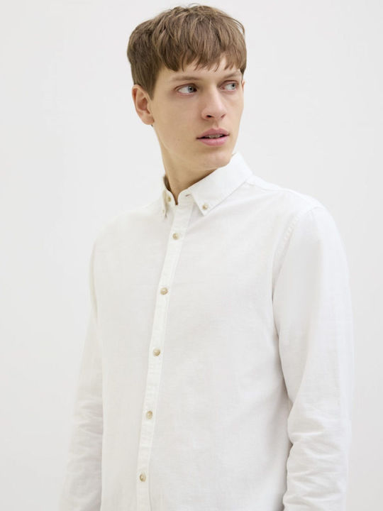 Long-sleeved Linen Shirt White