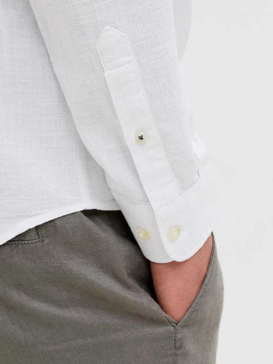 Long-sleeved Linen Shirt White