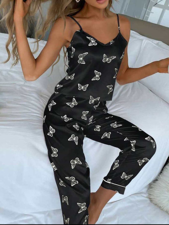 Woman's Fashion Sommer Damen Pyjama-Set Black