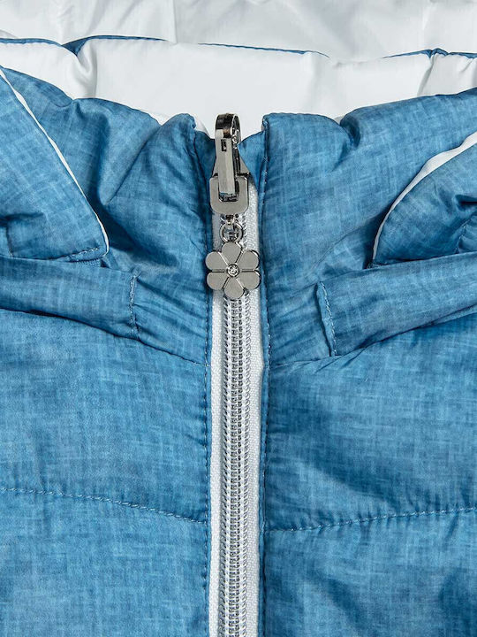 Kids' Denim Jacket Sleeveless Double Sided with Hood Blue
