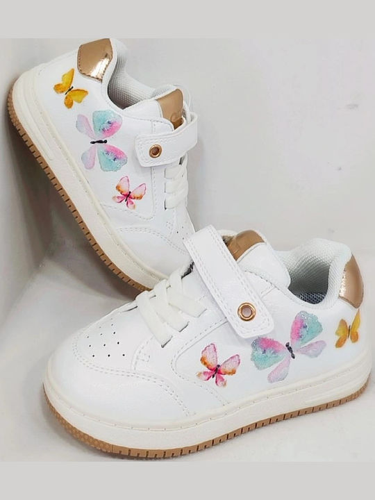 Παιδικά Sneakers Ανατομικά με Σκρατς Λευκά