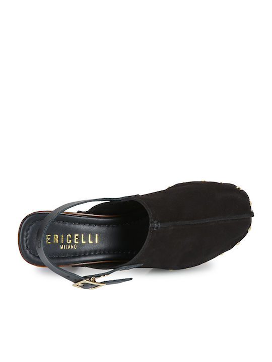 Mules with Chunky Heel in Black Color
