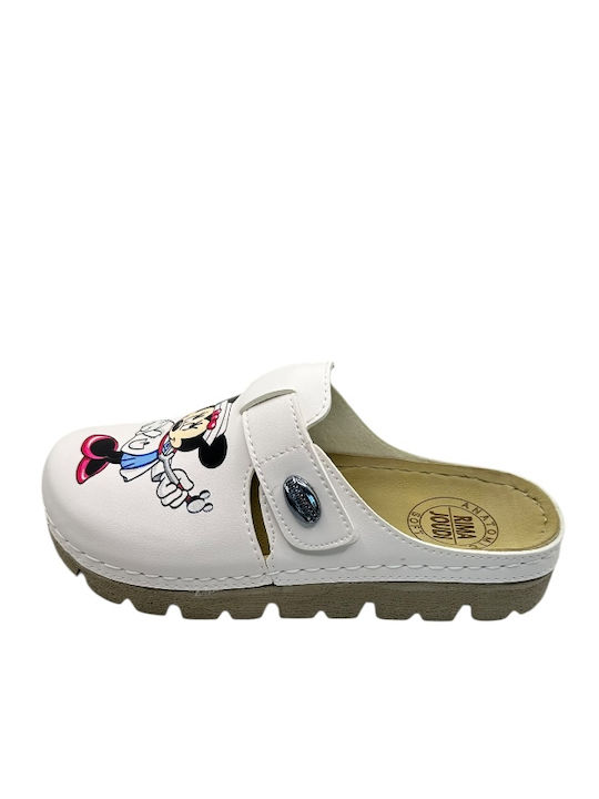 Femei Sabot White with Nurse Print