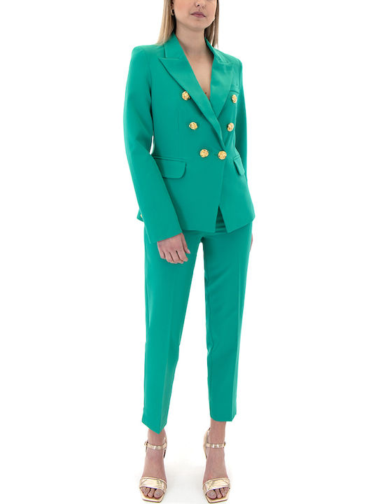 C. Manolo Women's Double Breasted Blazer Green (Green)