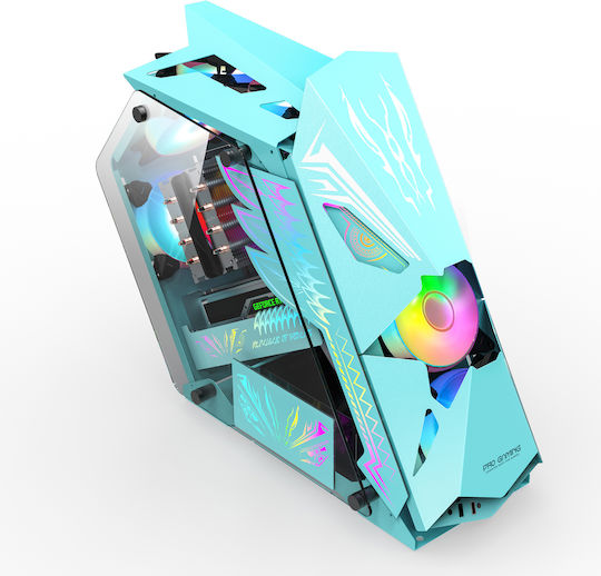 ProGaming Hercule Gaming Midi Tower Κουτί Υπολογιστή με ARGB Φωτισμό Μπλε