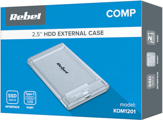 2.5" Sata Usb C 3.1 Transparent Rebel Hard Drive Enclosure
