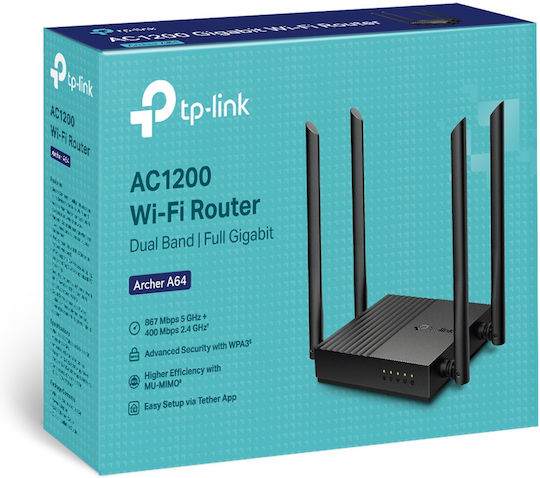 TP-LINK Archer A64 v1 Wireless Router Wi-Fi 5 cu 4 Porturi Gigabit Ethernet