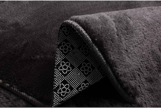 Eco-Carpet Cordoba Rutschfest Teppich Rund Zottelig Pelzige mit Fransen Charcoal