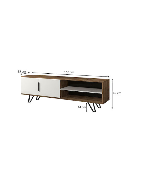 TV Stand Foot Walnut - White L160xD35xH49cm