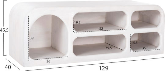 TV-Ständer Handyr aus Massivholz Weiß M130xT40xH45cm