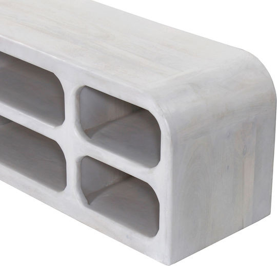 TV-Ständer Handyr aus Massivholz Weiß M130xT40xH45cm