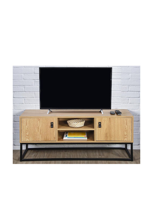 TV Stand Abbott Made of Solid Brown Wood L117xD39xH48cm