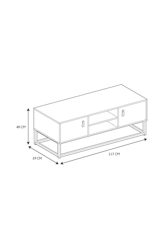 TV Stand Abbott Made of Solid Brown Wood L117xD39xH48cm