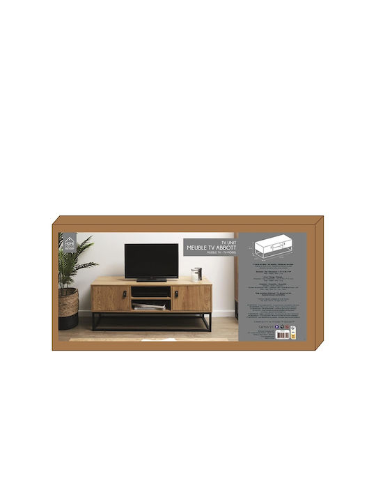TV Stand Abbott Made of Solid Brown Wood L117xD39xH48cm