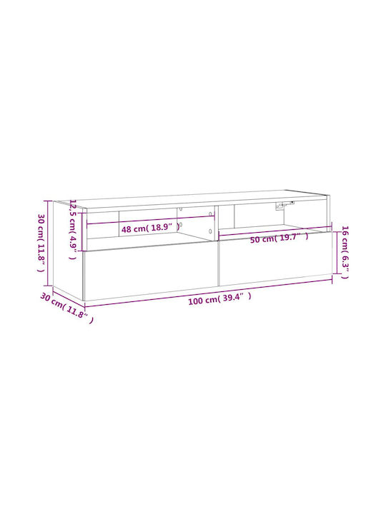 TV Stand Gray 100x30x30cm