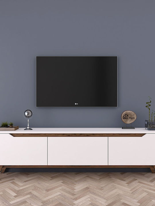 TV-Ständer Weiß-Walnuss M180xT35xH48,6cm