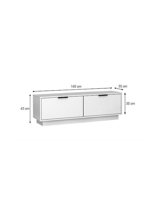 Έπιπλο Τηλεόρασης Lisa Λευκό Μ140xΠ35xΥ43cm