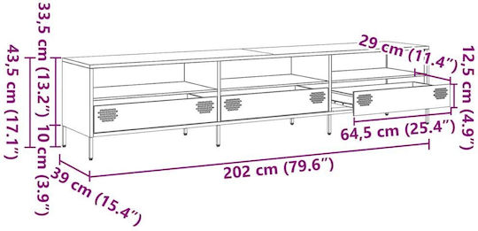 TV-Ständer Aus Metall Rosa M202xT39xH43.5cm
