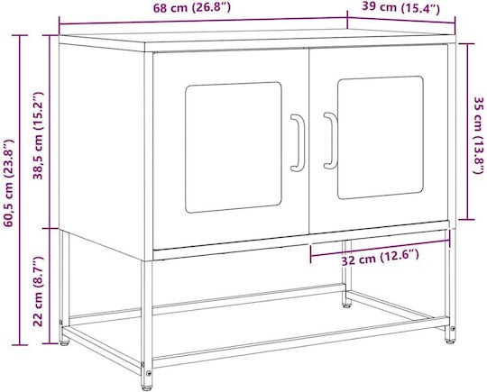 TV-Ständer Aus Metall Gelbe Senf Farbe M68xT39xH60.5cm