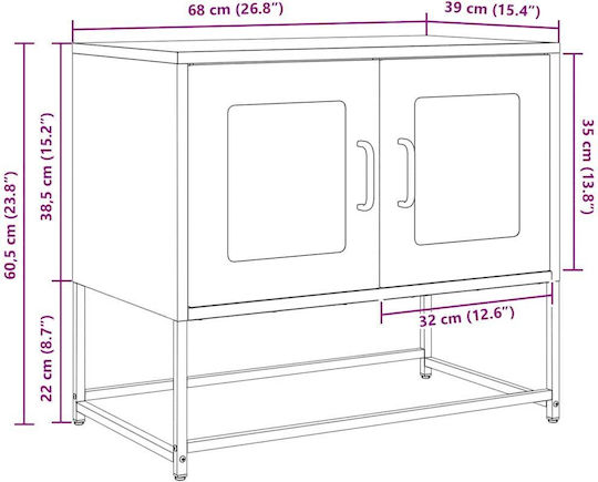 TV-Ständer Metall Rosa M68xT39xH60.5cm