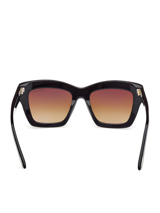 Tom Ford Women's Sunglasses with Black Plastic Frame and Brown Gradient Lens FT1191 01F